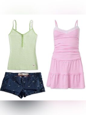 Hollister Clothing Bundle Henley Top Dress Shorts XXS Small NWT